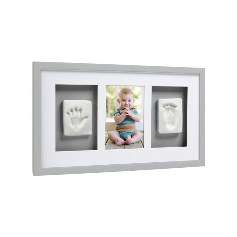 Market - Cadouri - Rame si albume foto - Pearhead - Kit rama foto simpla cu amprenta mulaj manuta si piciorus - gri - Infinity.ro