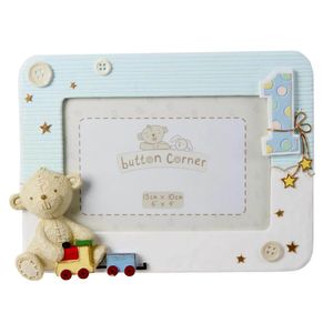 Button Corner - Rama foto bleu My First Birthday
