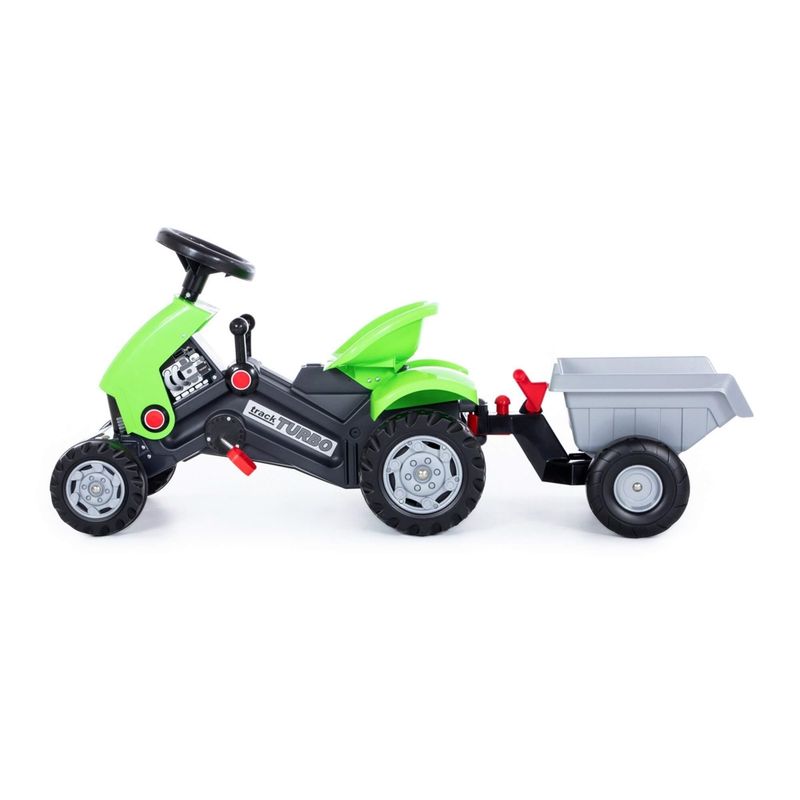 Jucarii, Copii si Bebe - Jucarii si jocuri - Jucarii de exterior - Masinute si vehicule pentru copii - Tractor Turbo 2, cu remorca si pedale, 7Toys - Infinity.ro