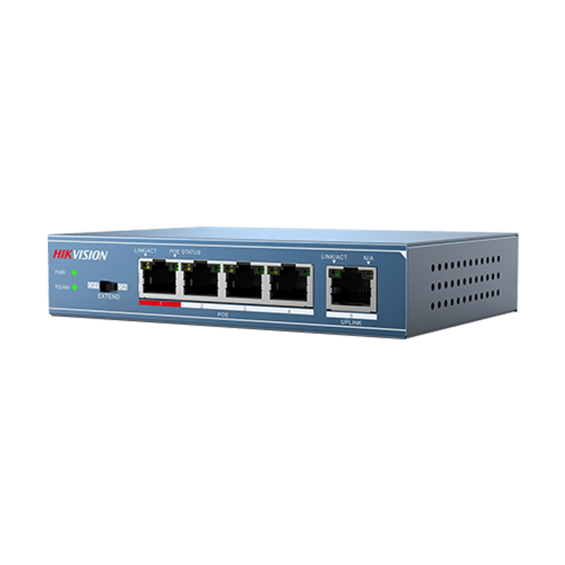 PC, gaming si accesorii - Retelistica - Switch-uri - Switch-uri fara management - Switch 4 porturi PoE, 1 port uplink- HIKVISION DS-3E0105P-E-M - Infinity.ro