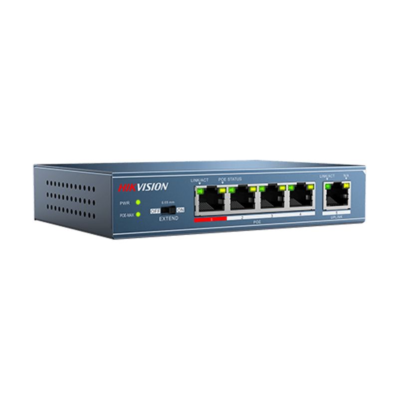 PC, gaming si accesorii - Retelistica - Switch-uri - Switch-uri fara management - Switch 4 porturi PoE, 1 port uplink- HIKVISION DS-3E0105P-E-M - Infinity.ro