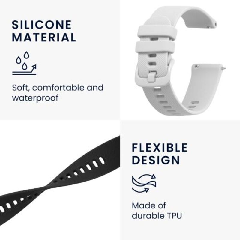Laptop, Telefoane si Tablete - Wearables si gadgeturi - Wearables - Accesorii wearables - Set 2 curele pentru Garmin Venu Sq/Venu Sq Music, Kwmobile, Negru/Alb, Silicon, 57776.06 - Infinity.ro