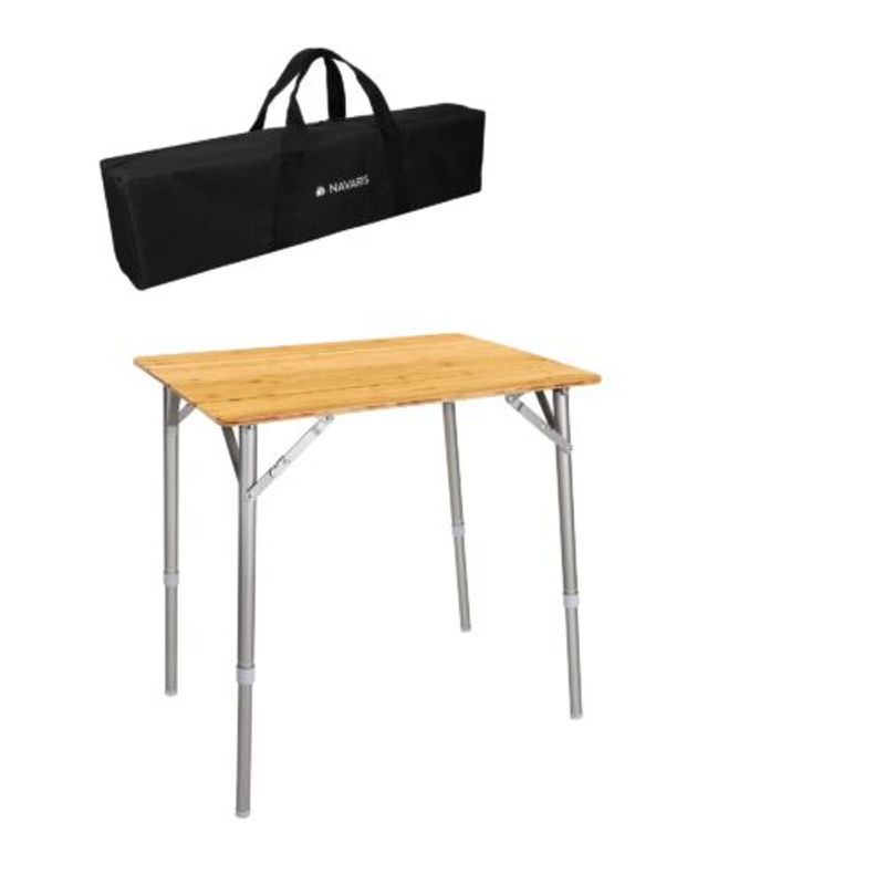 Sport si Outdoor - Camping - Mobilier pentru camping - Mese camping - Masa de camping pliabila din bambus Navaris, 65 x 50 cm, Reglabila, Bambus, 51166.2 - Infinity.ro