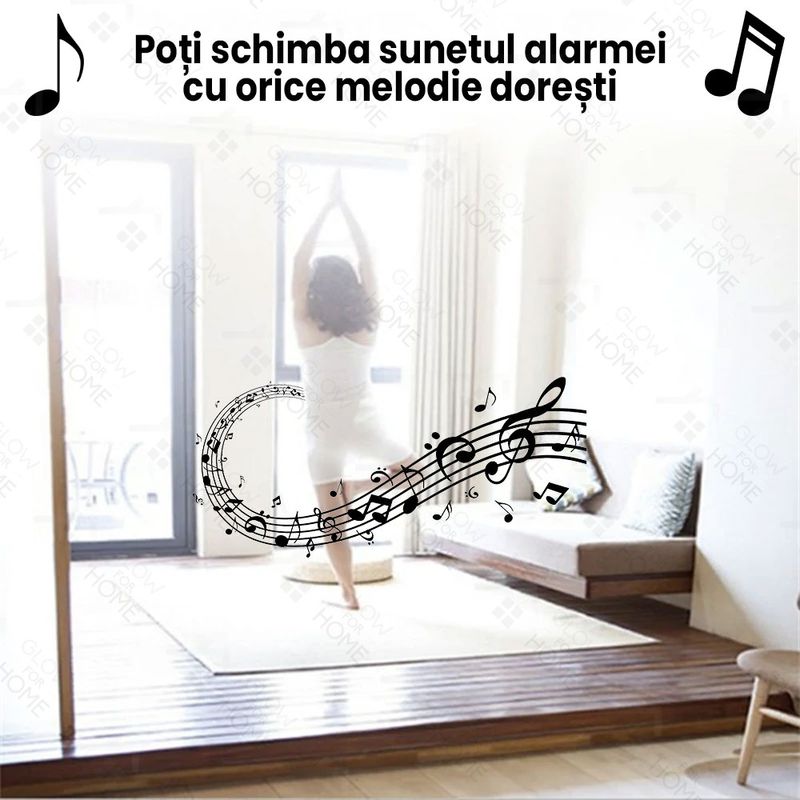 Laptop, Telefoane si Tablete/Wearables si gadgeturi/Gadgeturi/Accesorii SMART - Covor cu alarma si ceas desteptator digital cu LED, GlowforHome, senzor de presiune, spuma cu memorie, 40x40 cm, bej - Infinity.ro