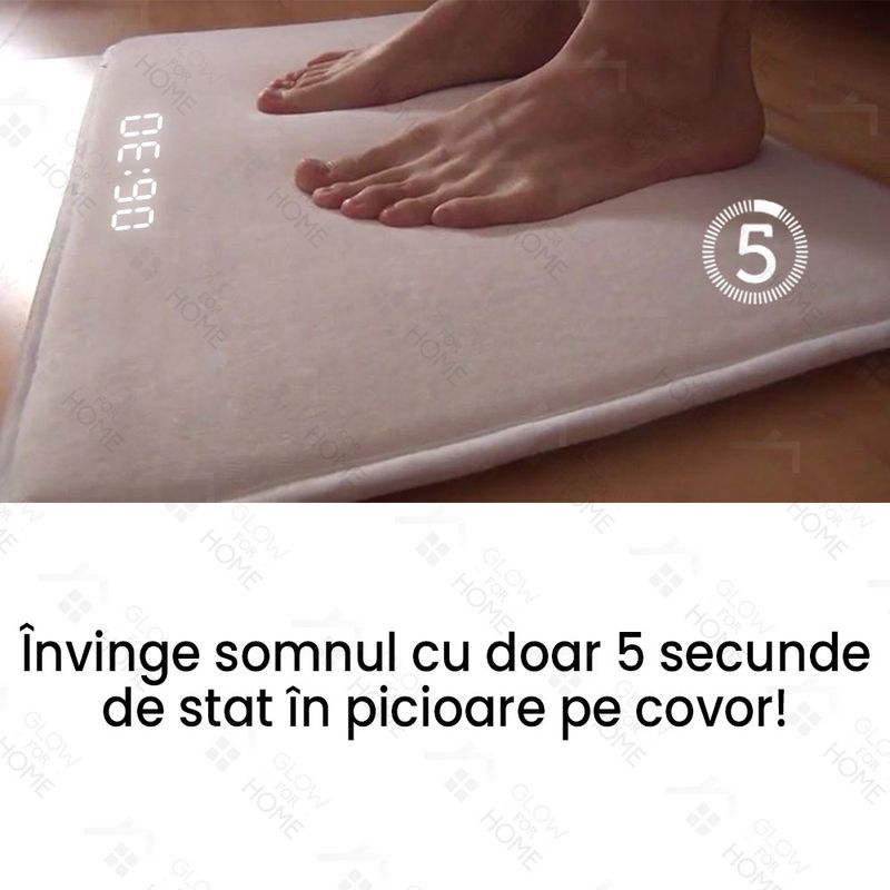 Laptop, Telefoane si Tablete/Wearables si gadgeturi/Gadgeturi/Accesorii SMART - Covor cu alarma si ceas desteptator digital cu LED, GlowforHome, senzor de presiune, spuma cu memorie, 40x40 cm, bej - Infinity.ro
