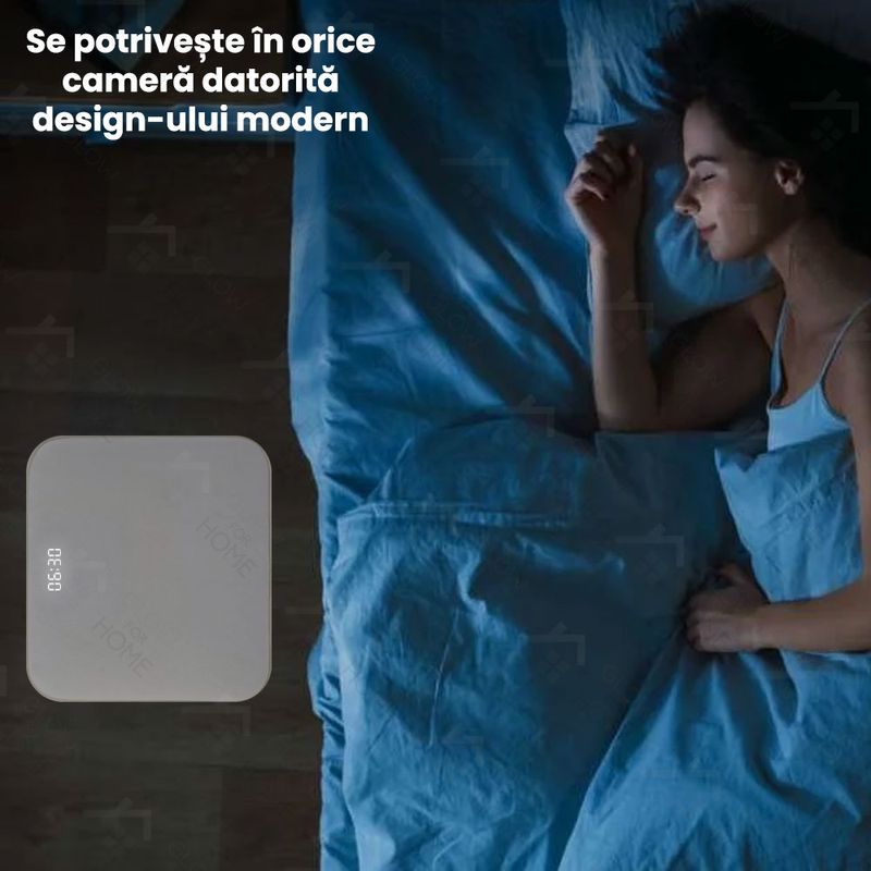 Laptop, Telefoane si Tablete/Wearables si gadgeturi/Gadgeturi/Accesorii SMART - Covor cu alarma si ceas desteptator digital cu LED, GlowforHome, senzor de presiune, spuma cu memorie, 40x40 cm, bej - Infinity.ro