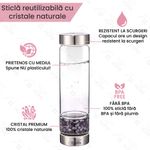 Casa si Gradina - Bucatarie si vesela - Cani si pahare - Sticle - Sticla reutilizabila cu cristale naturale, GlowforHome, capac rezistent la scurgeri, 500 ml, Husa Protectie, Quartz Alb - Infinity.ro