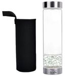 Casa si Gradina - Bucatarie si vesela - Cani si pahare - Sticle - Sticla reutilizabila cu cristale naturale, GlowforHome, capac rezistent la scurgeri, 500 ml, Husa Protectie, Quartz Alb - Infinity.ro