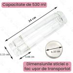 Casa si Gradina - Bucatarie si vesela - Cani si pahare - Sticle - Sticla reutilizabila cu cristale naturale, GlowforHome, capac rezistent la scurgeri, 500 ml, Husa Protectie, Quartz Alb - Infinity.ro