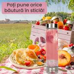 Casa si Gradina - Bucatarie si vesela - Cani si pahare - Sticle - Sticla reutilizabila cu cristale naturale, GlowforHome, capac rezistent la scurgeri, 500 ml, Husa Protectie, Quartz Alb - Infinity.ro