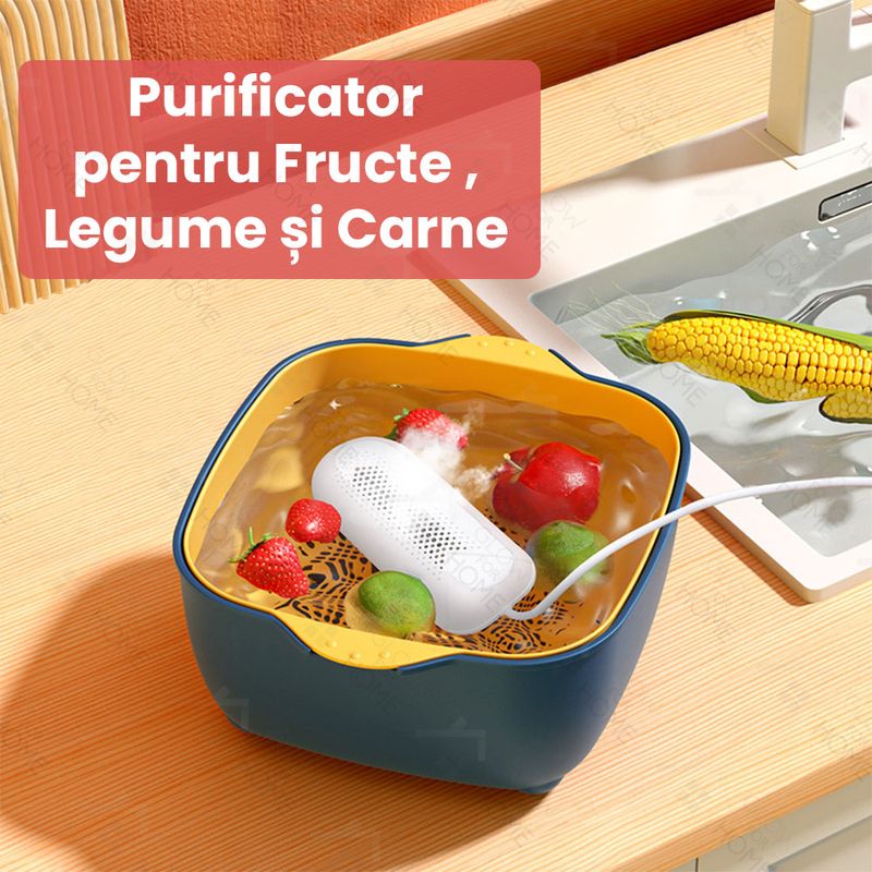 Casa si Gradina - Bucatarie si vesela - Ustensile bucatarie - Razatori si curatatoare - Aparat curatare, dezinfectare si sterilizare alimente GlowforHome, Carne, Legume, Fructe, portabil, USB, Alb - Infinity.ro