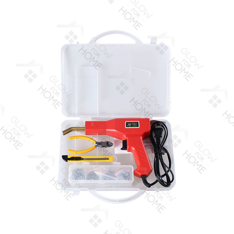Casa si Gradina - Constructii - Scule electrice si accesorii - Pistoale de lipit - Trusa Aparat sudat plastic, GlowforHome, Pistol Profesional pentru lipit/sudat plastic, 200 capse, putere 50W, rosu - Infinity.ro
