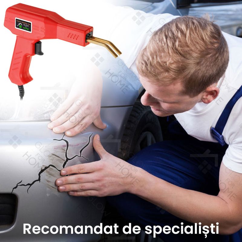 Casa si Gradina - Constructii - Scule electrice si accesorii - Pistoale de lipit - Trusa Aparat sudat plastic, GlowforHome, Pistol Profesional pentru lipit/sudat plastic, 200 capse, putere 50W, rosu - Infinity.ro