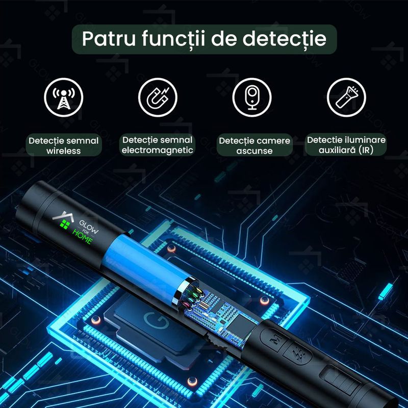 Laptop, Telefoane si Tablete - Wearables si gadgeturi - Gadgeturi - Dispozitive spionaj - Detector Aparate Spionaj si camere ascunse, GlowforHome, Microfoane, Localizatoare GPS, Reportofoane, 1-8000MHZ, negru - Infinity.ro