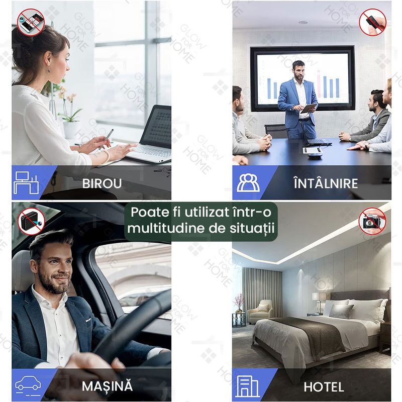 Laptop, Telefoane si Tablete - Wearables si gadgeturi - Gadgeturi - Dispozitive spionaj - Detector Aparate Spionaj si camere ascunse, GlowforHome, Microfoane, Localizatoare GPS, Reportofoane, 1-8000MHZ, negru - Infinity.ro