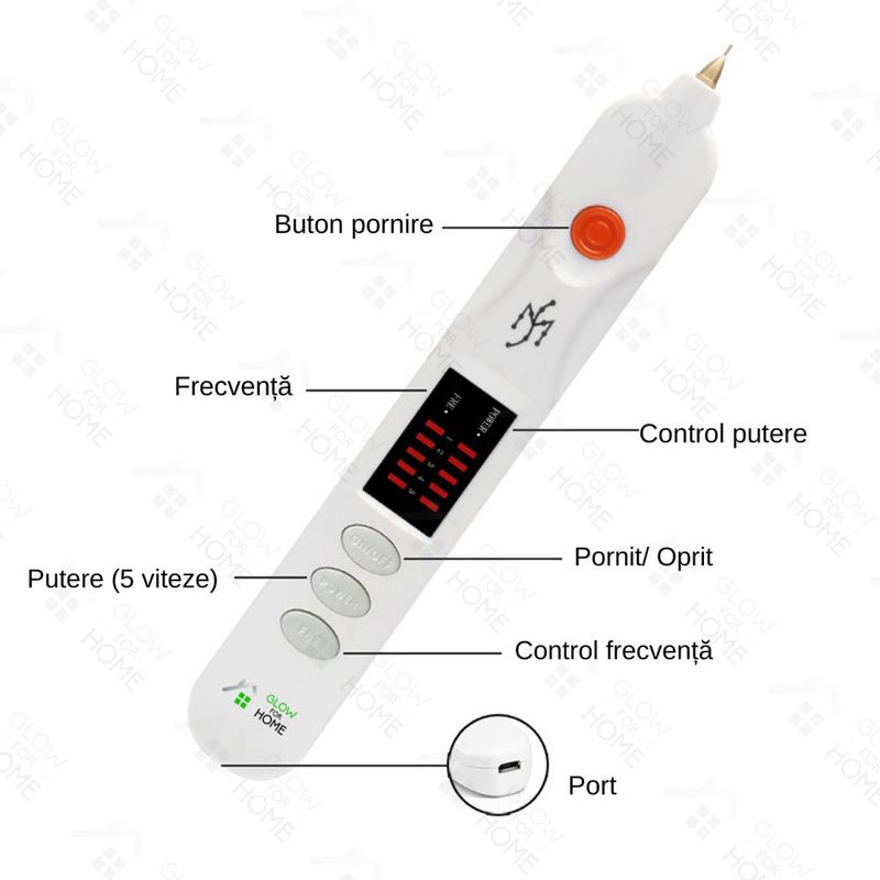 Ingrijire personala si Cosmetice - Aparate & accesorii ingrijire personala - Aparate cosmetice - Aparate intretinere si ingrijire corporala - Aparat Fibroblast Plasma Pen, GlowforHome, pentru indepartarea Tatuajelor, Cicatricilor, Alunitelor, Pistruilor, Alb - Infinity.ro