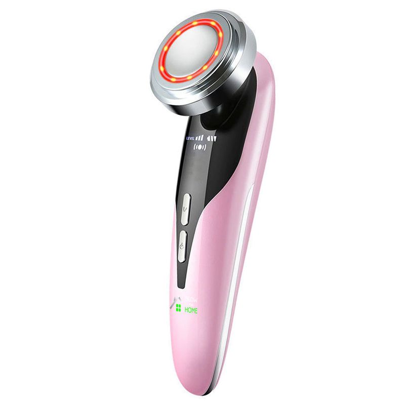 Ingrijire personala si Cosmetice - Aparate & accesorii ingrijire personala - Aparate cosmetice - Aparate intretinere si ingrijire corporala - Aparat profesional Multifunctional pentru ingrijirea fetei si intinerirea pielii 5 in 1, GlowforHome, Lifting facial,roz - Infinity.ro