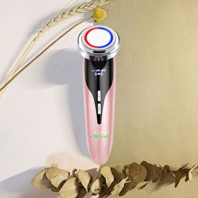 Ingrijire personala si Cosmetice - Aparate & accesorii ingrijire personala - Aparate cosmetice - Aparate intretinere si ingrijire corporala - Aparat profesional Multifunctional pentru ingrijirea fetei si intinerirea pielii 5 in 1, GlowforHome, Lifting facial,roz - Infinity.ro