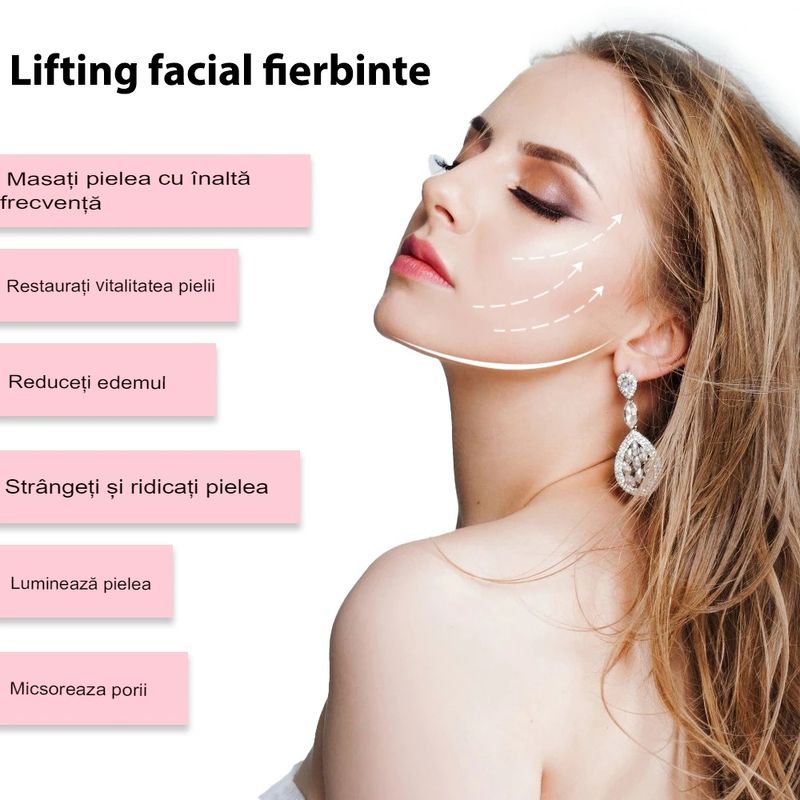 Ingrijire personala si Cosmetice - Aparate & accesorii ingrijire personala - Aparate cosmetice - Aparate intretinere si ingrijire corporala - Aparat profesional Multifunctional pentru ingrijirea fetei si intinerirea pielii 5 in 1, GlowforHome, Lifting facial,roz - Infinity.ro