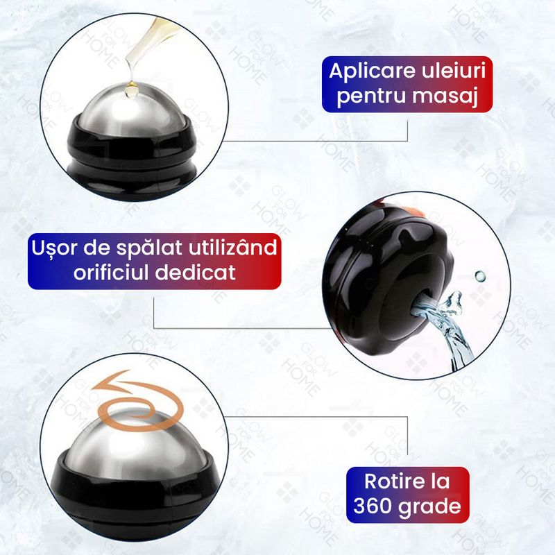 Ingrijire personala si Cosmetice - Sanatate si wellness - Articole wellness - Aparate si dispozitive de masaj - Sfera de Masaj si Crioterapie, GlowforHome, Ameliorarea Durerilor la rece/cald, relaxare corporala, Negru/Argintiu - Infinity.ro