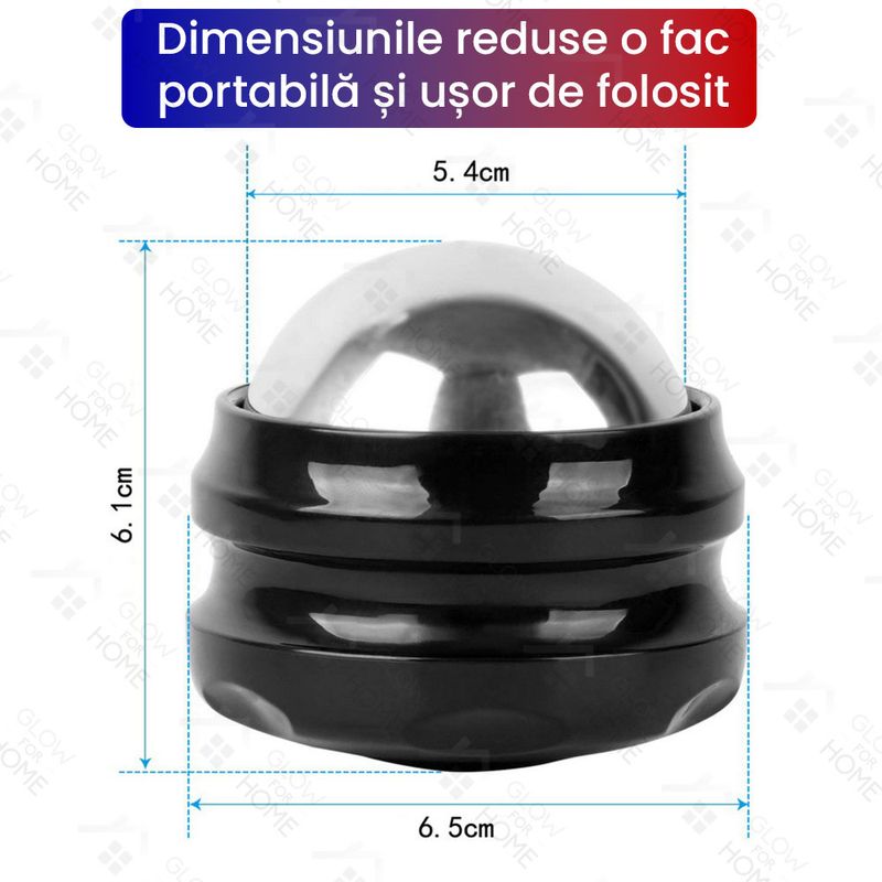 Ingrijire personala si Cosmetice - Sanatate si wellness - Articole wellness - Aparate si dispozitive de masaj - Sfera de Masaj si Crioterapie, GlowforHome, Ameliorarea Durerilor la rece/cald, relaxare corporala, Negru/Argintiu - Infinity.ro