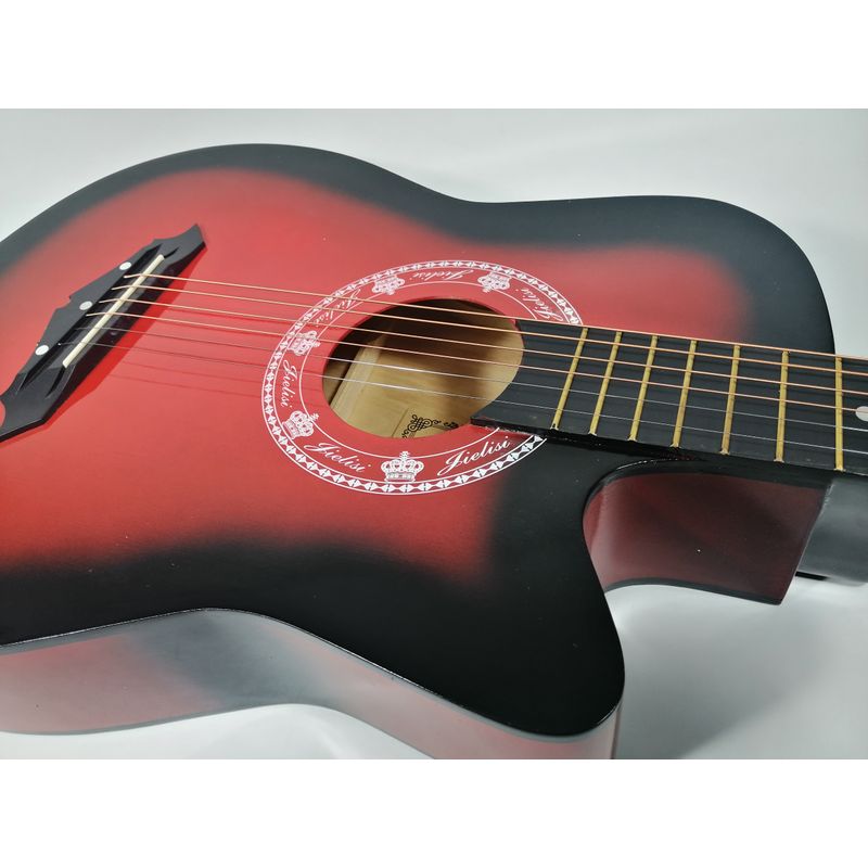 TV, Audio-Video si Foto - Instrumente muzicale - Instrumente clasice - Chitara clasica IdeallStore®, 95 cm, lemn, Cutaway, rosie, husa inclusa - Infinity.ro
