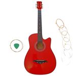 TV, Audio-Video si Foto - Instrumente muzicale - Instrumente clasice - Chitara clasica din lemn IdeallStore®, Red Raven, 95 cm, model Cutaway, rosie, corzi otel, pana inclusa - Infinity.ro