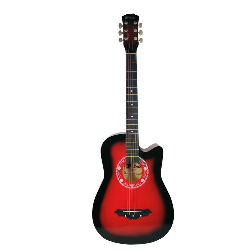 TV, Audio-Video si Foto - Instrumente muzicale - Instrumente clasice - Chitara clasica IdeallStore®, 95 cm, lemn, Cutaway, rosie, husa inclusa - Infinity.ro