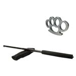 Sport si Outdoor - Sporturi de contact - Produse autoaparare - Set baston telescopic negru 50 cm +  box argintiu 1 cm grosime - Infinity.ro