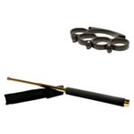 Sport si Outdoor - Sporturi de contact - Produse autoaparare - Set baston telescopic 65 cm auriu + box craniu negru - Infinity.ro