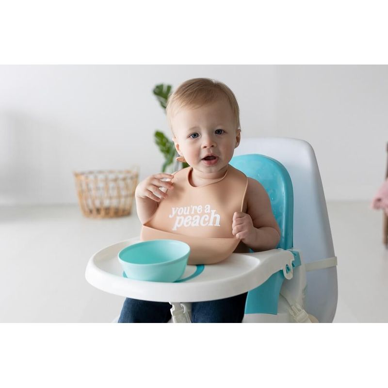 Jucarii, Copii si Bebe - Hrana si alaptare - Biberoane, suzete si accesorii hranire - Articole hranire bebelusi - Set bavete din silicon Pearhead Peach - Infinity.ro