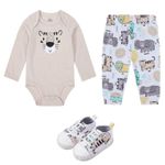 Fashion, accesorii si bijuterii - Copii - Imbracaminte copii - Treninguri si compleuri copii - Set 3 piese pentru bebelusi - model leu - marimea 6-9 luni - Infinity.ro