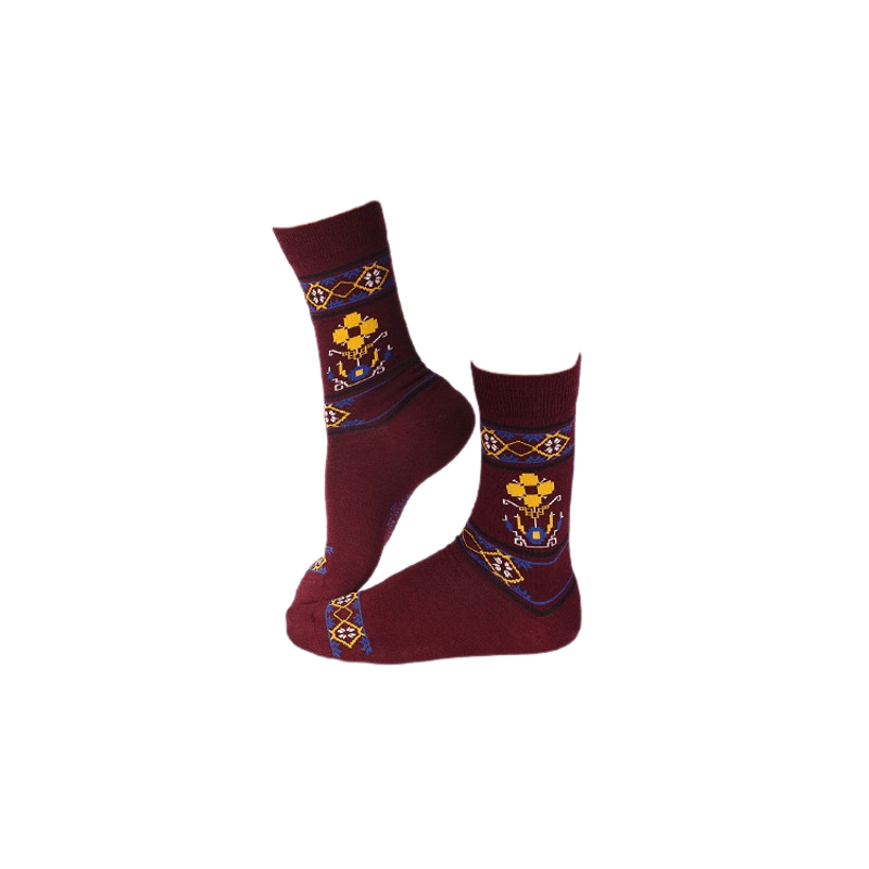 Fashion, accesorii si bijuterii - Femei - Lenjerie si pijamale femei - Sosete si ciorapi femei - Sosete antibacteriene merino Ethno Fine Bordeaux, 35-38 EU - Infinity.ro