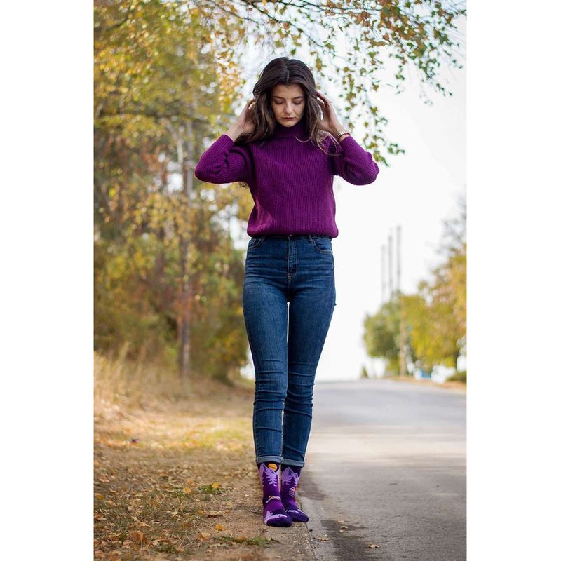 Fashion, accesorii si bijuterii - Femei - Lenjerie si pijamale femei - Sosete si ciorapi femei - Sosete bumbac Arty Socks Peisaj Montan Violet, 35-38 EU - Infinity.ro
