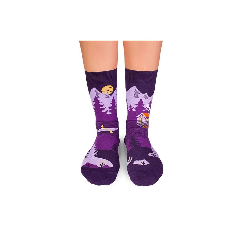 Fashion, accesorii si bijuterii - Femei - Lenjerie si pijamale femei - Sosete si ciorapi femei - Sosete bumbac Arty Socks Peisaj Montan Violet, 35-38 EU - Infinity.ro