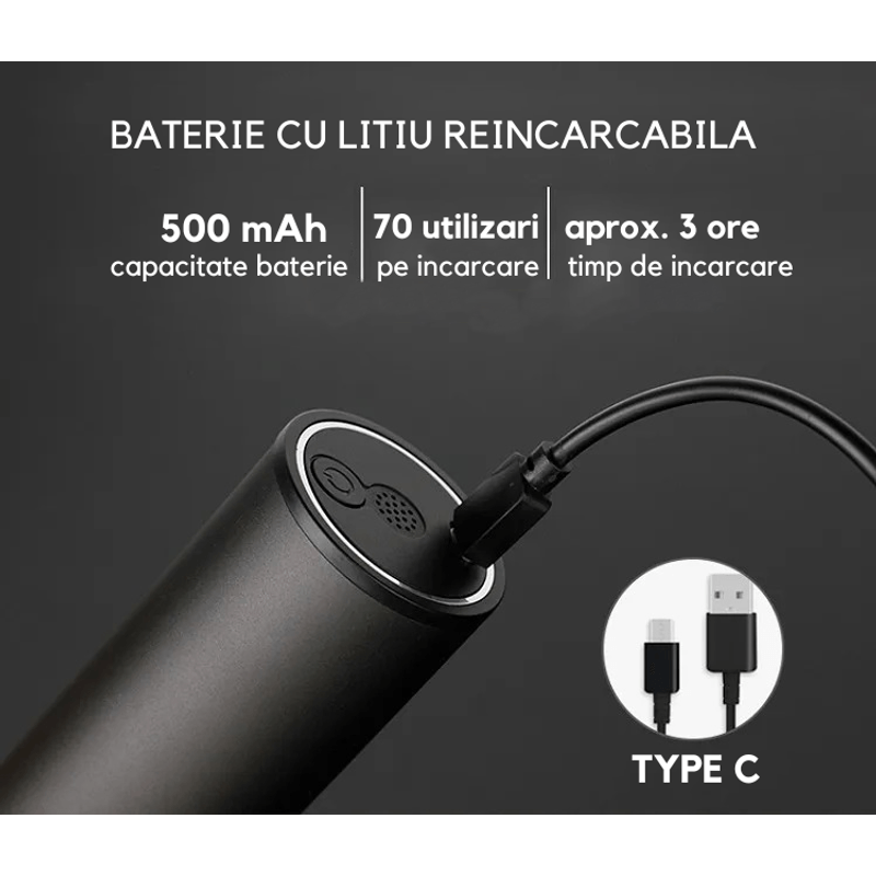 Casa si Gradina - Bucatarie si vesela - Accesorii bar - Tirbusoane si dopuri - Tirbuson Electric pentru Vin, Accesoriu Taiat Folie, Afisaj Temperatura si Umiditate, Autonomie 70 de Sticle, USB Type-C - Infinity.ro