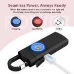 Sport si Outdoor - Articole de voiaj - Accesorii articole de voiaj - Alarma Personala de Panica Tip Breloc, 130 dB, Antifurt, Lumina LED, mod SOS, USB Type-C, pentru Copii/Femei sau Camping - Infinity.ro