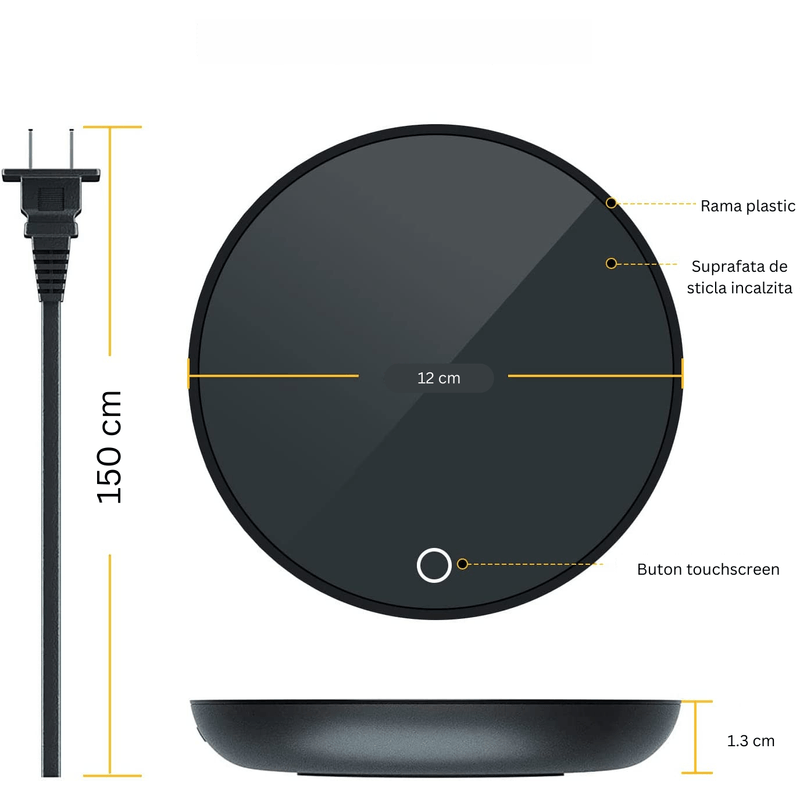 Casa si Gradina - Bucatarie si vesela - Accesorii bar - Termosuri si Cani termos - Incalzitor electric inteligent cana cafea, ceai si altele, cu doua setari de temperaturi si oprire automata - Infinity.ro