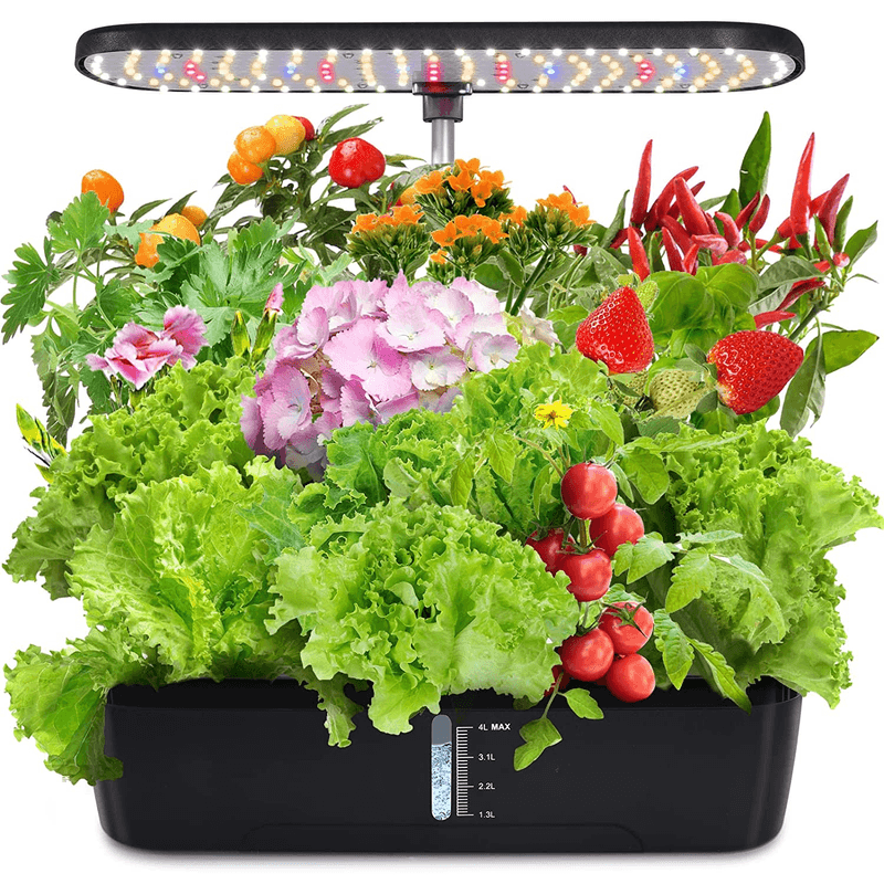 Casa si Gradina - Gradinarit si plante - Plante si ghivece - Ghivece si suporturi - Sistem de cultivare hidroponica, 12 plante, temporizator automat, lumini LED, inaltime reglabila, rezervor apa 4 L - Infinity.ro