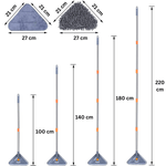 Market - Curatenie si intretinere casa - Produse menaj - Mopuri - Mop triunghiular extensibil multifunctional, 6 lavete, racleta incorporata, prelungire pana la 2.2 m, interior/exterior - Infinity.ro