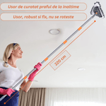 Market - Curatenie si intretinere casa - Produse menaj - Mopuri - Mop triunghiular extensibil multifunctional, 6 lavete, racleta incorporata, prelungire pana la 2.2 m, interior/exterior - Infinity.ro