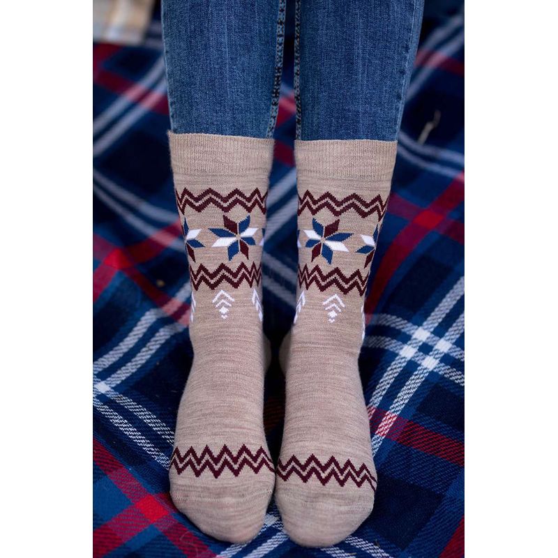 Fashion, accesorii si bijuterii - Femei - Lenjerie si pijamale femei - Sosete si ciorapi femei - Sosete antibacteriene din lana merino Snow Bej, 39-42 EU - Infinity.ro