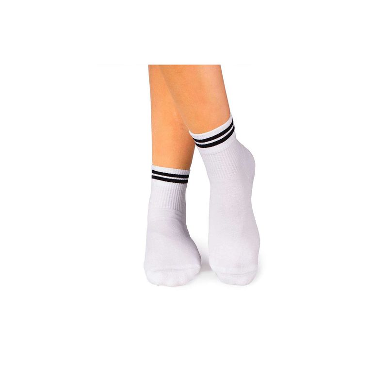 Fashion, accesorii si bijuterii - Femei - Lenjerie si pijamale femei - Sosete si ciorapi femei - Sosete bumbac organic albe cu 2 dungi negre Active Day, 43-46 EU - Infinity.ro