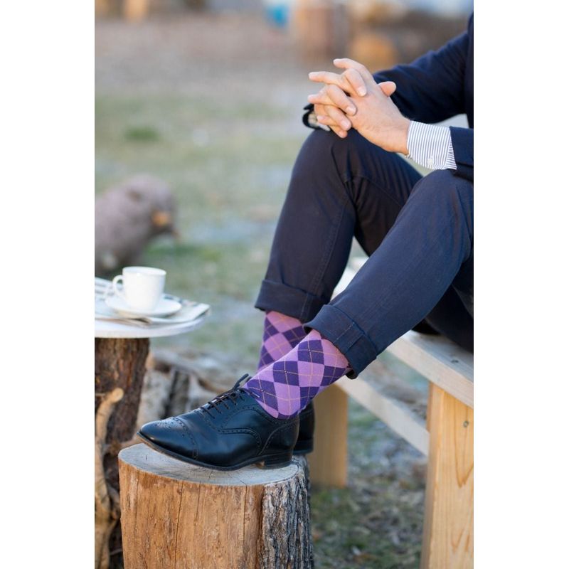 Fashion, accesorii si bijuterii - Femei - Lenjerie si pijamale femei - Sosete si ciorapi femei - Sosete bambus COMFORT FEET Argyle Purple Light, 35-38 EU - Infinity.ro