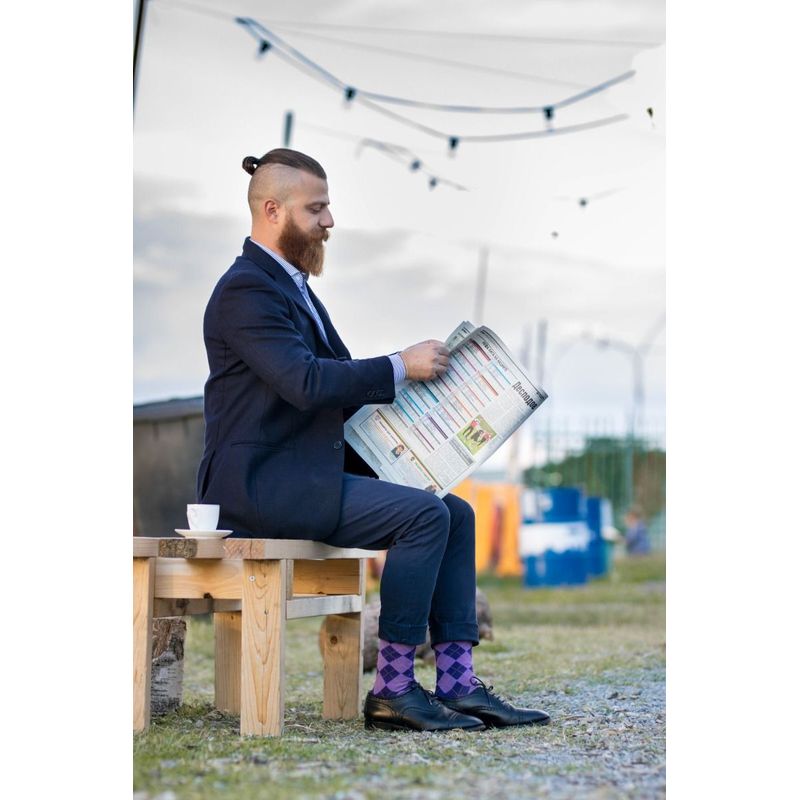 Fashion, accesorii si bijuterii - Femei - Lenjerie si pijamale femei - Sosete si ciorapi femei - Sosete bambus COMFORT FEET Argyle Purple Light, 35-38 EU - Infinity.ro