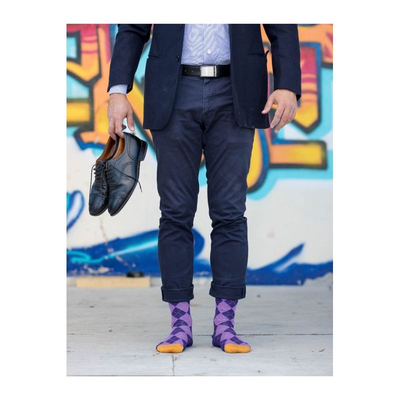 Fashion, accesorii si bijuterii - Femei - Lenjerie si pijamale femei - Sosete si ciorapi femei - Sosete bambus COMFORT FEET Argyle Purple Light, 35-38 EU - Infinity.ro