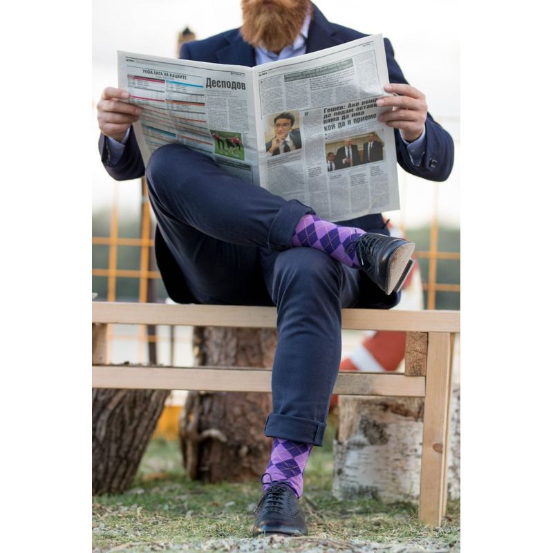 Fashion, accesorii si bijuterii - Femei - Lenjerie si pijamale femei - Sosete si ciorapi femei - Sosete bambus COMFORT FEET Argyle Purple Light, 35-38 EU - Infinity.ro