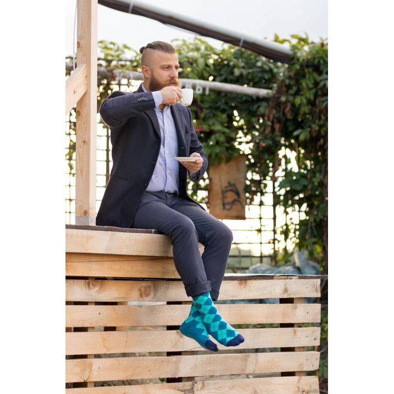 Fashion, accesorii si bijuterii - Femei - Lenjerie si pijamale femei - Sosete si ciorapi femei - Sosete bambus COMFORT FEET Argyle Petrol Turquise, 43-46 EU - Infinity.ro