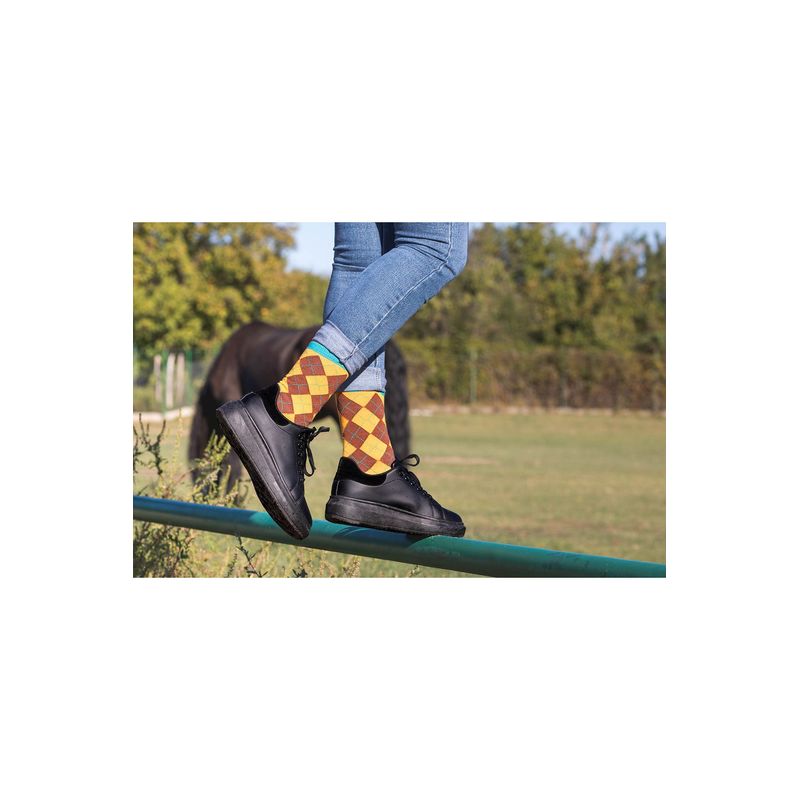 Fashion, accesorii si bijuterii - Femei - Lenjerie si pijamale femei - Sosete si ciorapi femei - Sosete bambus COMFORT FEET Argyle Yellow Brown, 35-38 EU - Infinity.ro