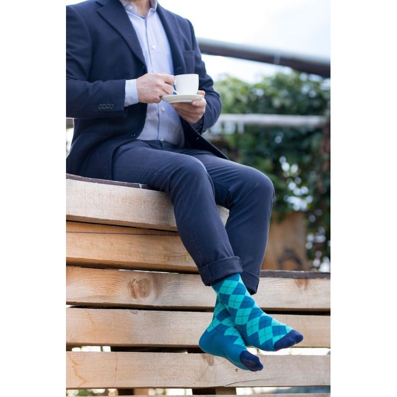 Fashion, accesorii si bijuterii - Femei - Lenjerie si pijamale femei - Sosete si ciorapi femei - Sosete bambus COMFORT FEET Argyle Petrol Turquise, 35-38 EU - Infinity.ro